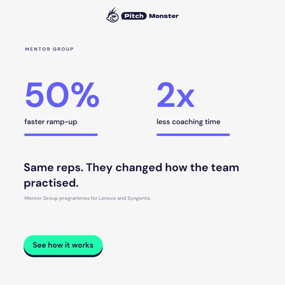 LinkedIn ad, light: customer proof card for Mentor Group