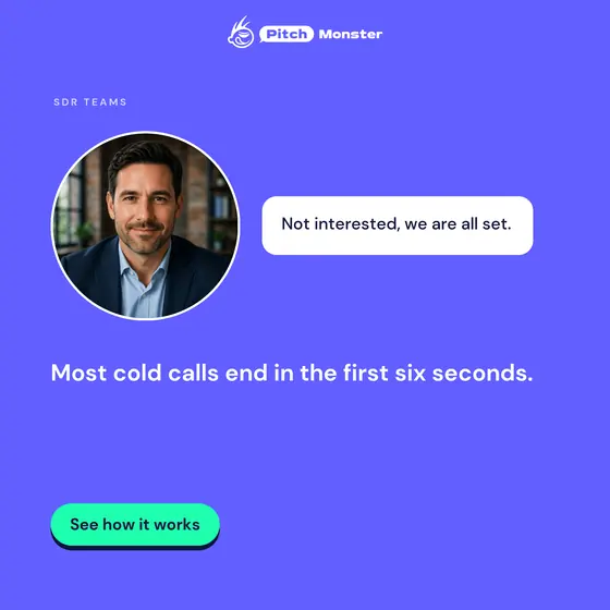 LinkedIn ad, purple: Most cold calls end in the first six seconds