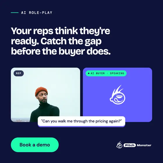 LinkedIn ad, navy: Your reps think they're ready. Catch the gap before the buyer does