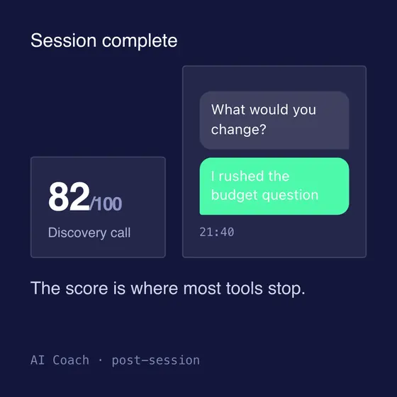 Meta ad, navy: AI Coach session complete screen