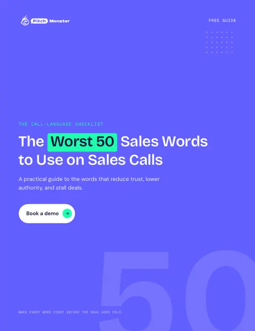 PDF guide cover: The Worst 50 Sales Words to Use on Sales Calls